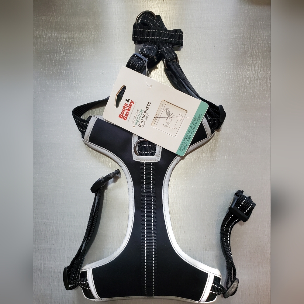 Black and White Reflective Dog Harness
